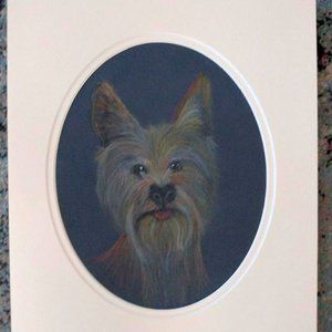 YORKIE DOG PAINTING 9 X 12 OVAL CANVAS